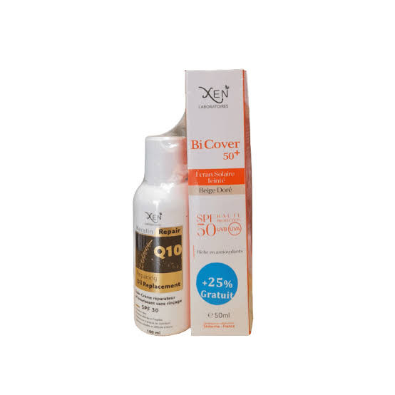 XEN Bi Cover 50+ écran beige dorée + Q10 Oil replacement spf 30 100ml offert